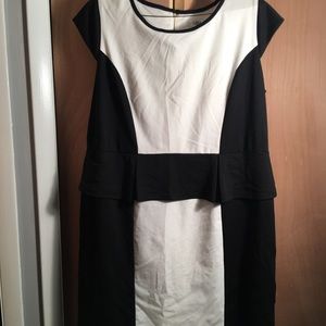 Black and white peplum dress